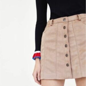 Tan Button-Front Women's Skirt